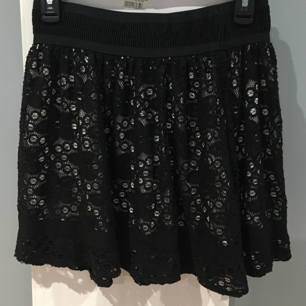 Black lace with white skirt